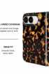 Full hinge coverage view of Dark brown tortoise shell iPhone Duo case