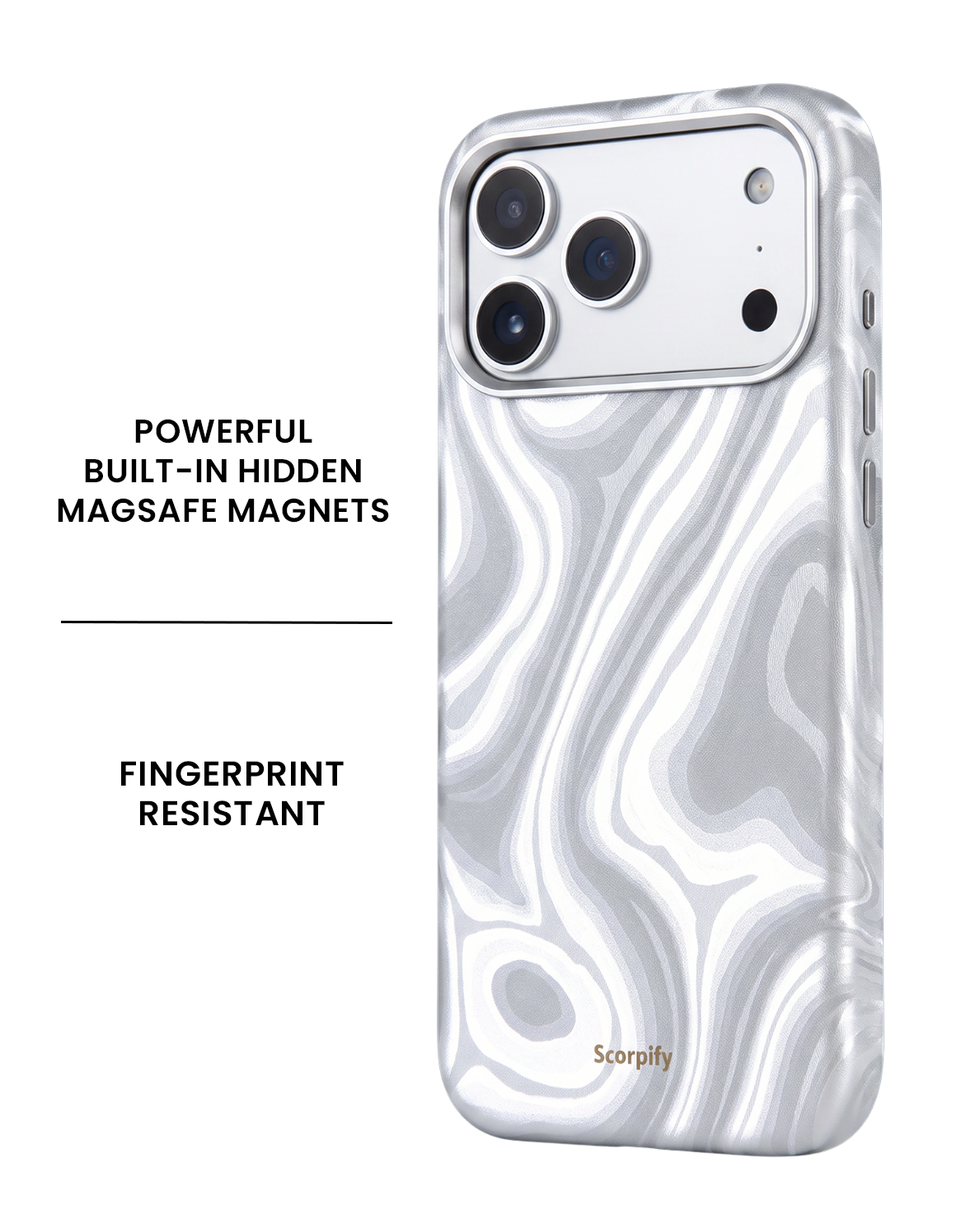 Silver Swirl Lumina Leather MagSafe iPhone Case