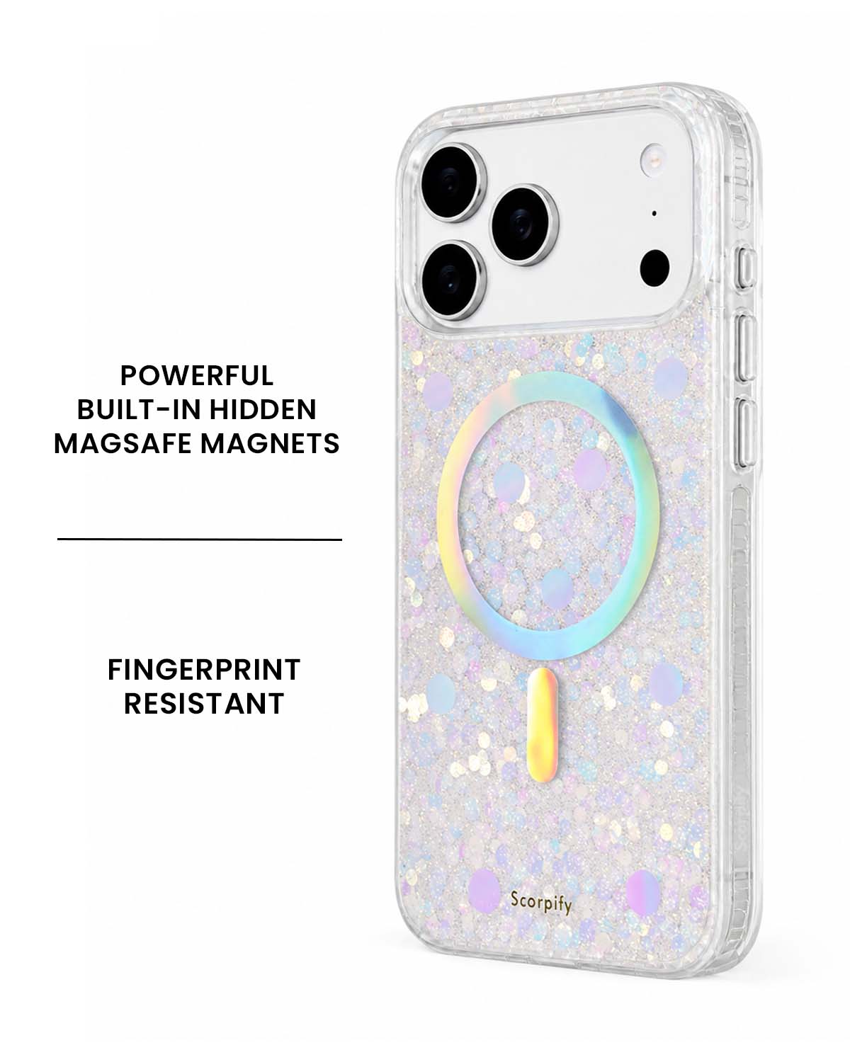Glitter iPhone cover with hidden MagSafe magnets