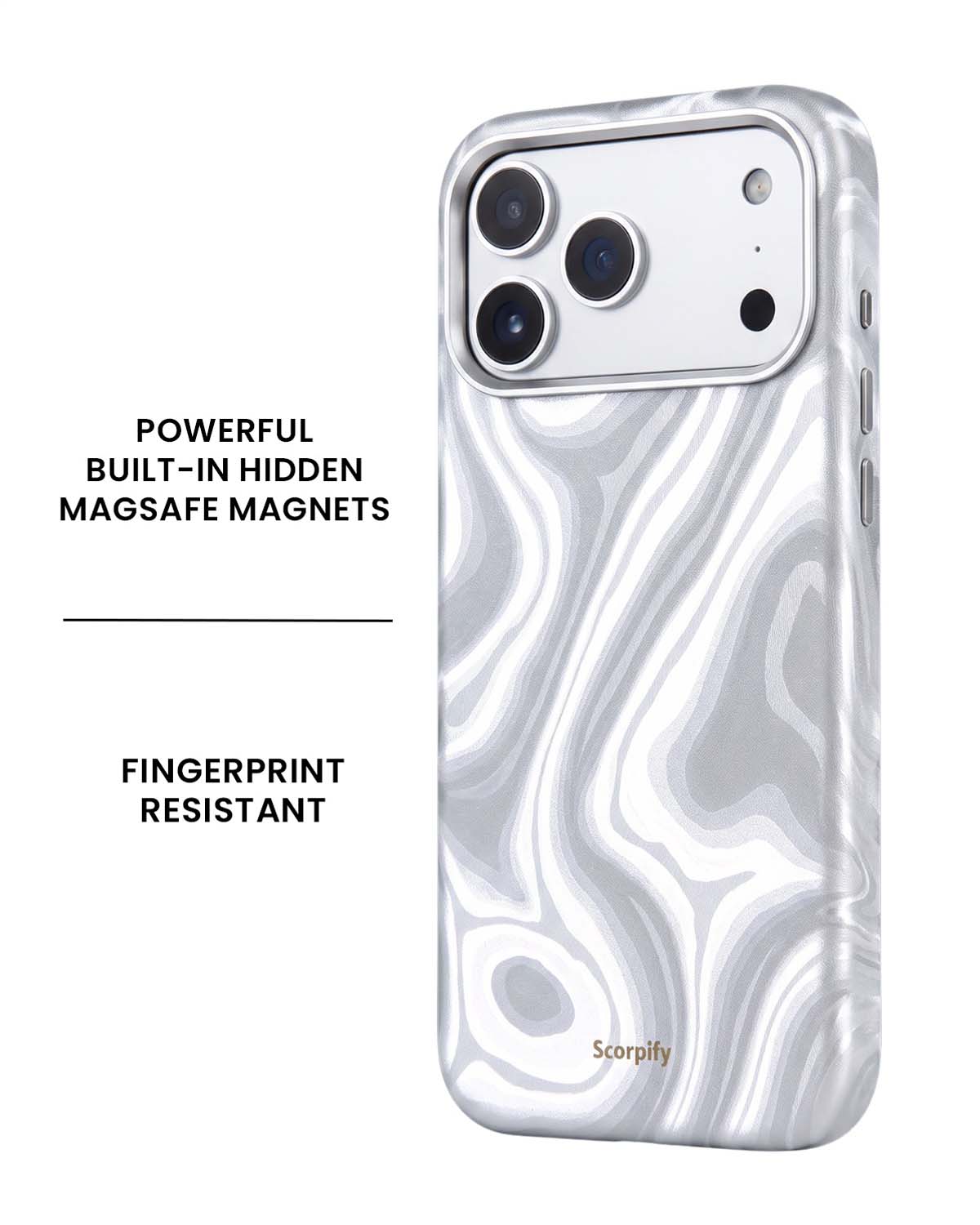 Silver Swirl Lumina Leather MagSafe iPhone Case