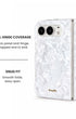 Full hinge coverage view of White mother-of-pearl iPhone Duo case