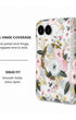 Full hinge coverage view of White hibiscus and pink rose floral wreath print iPhone Duo case