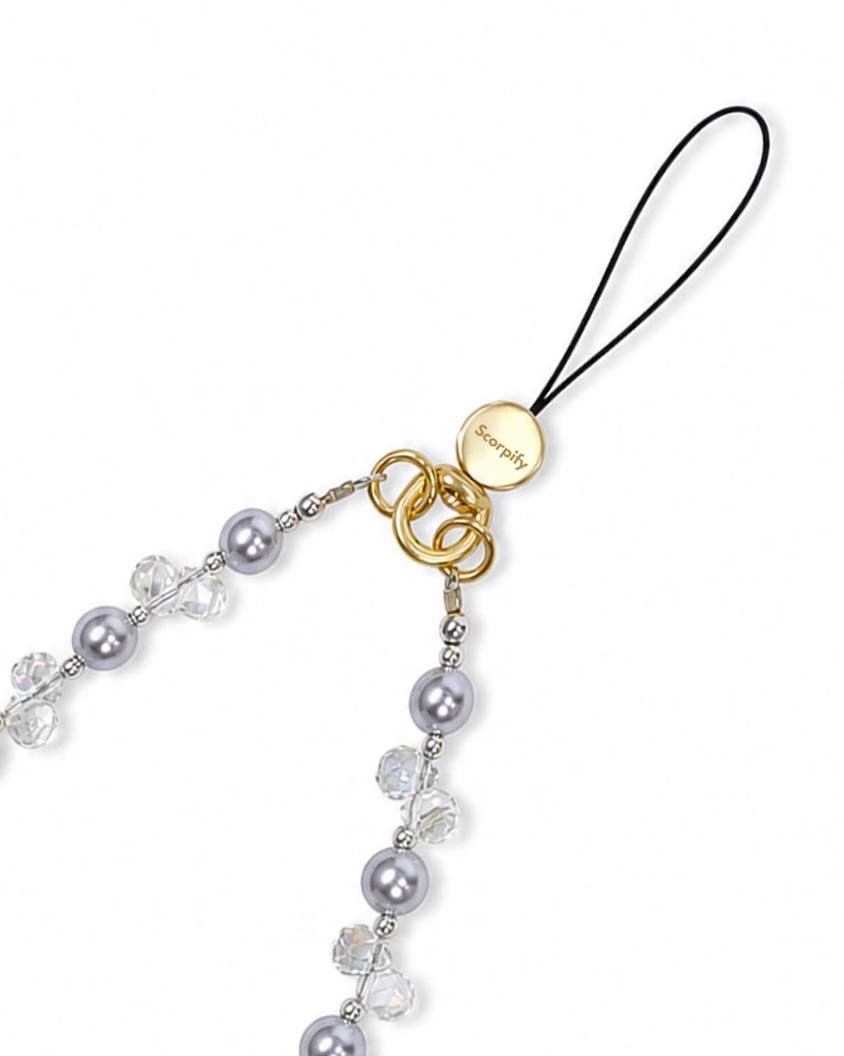 Purple Pearl & Crystal Phone Charm