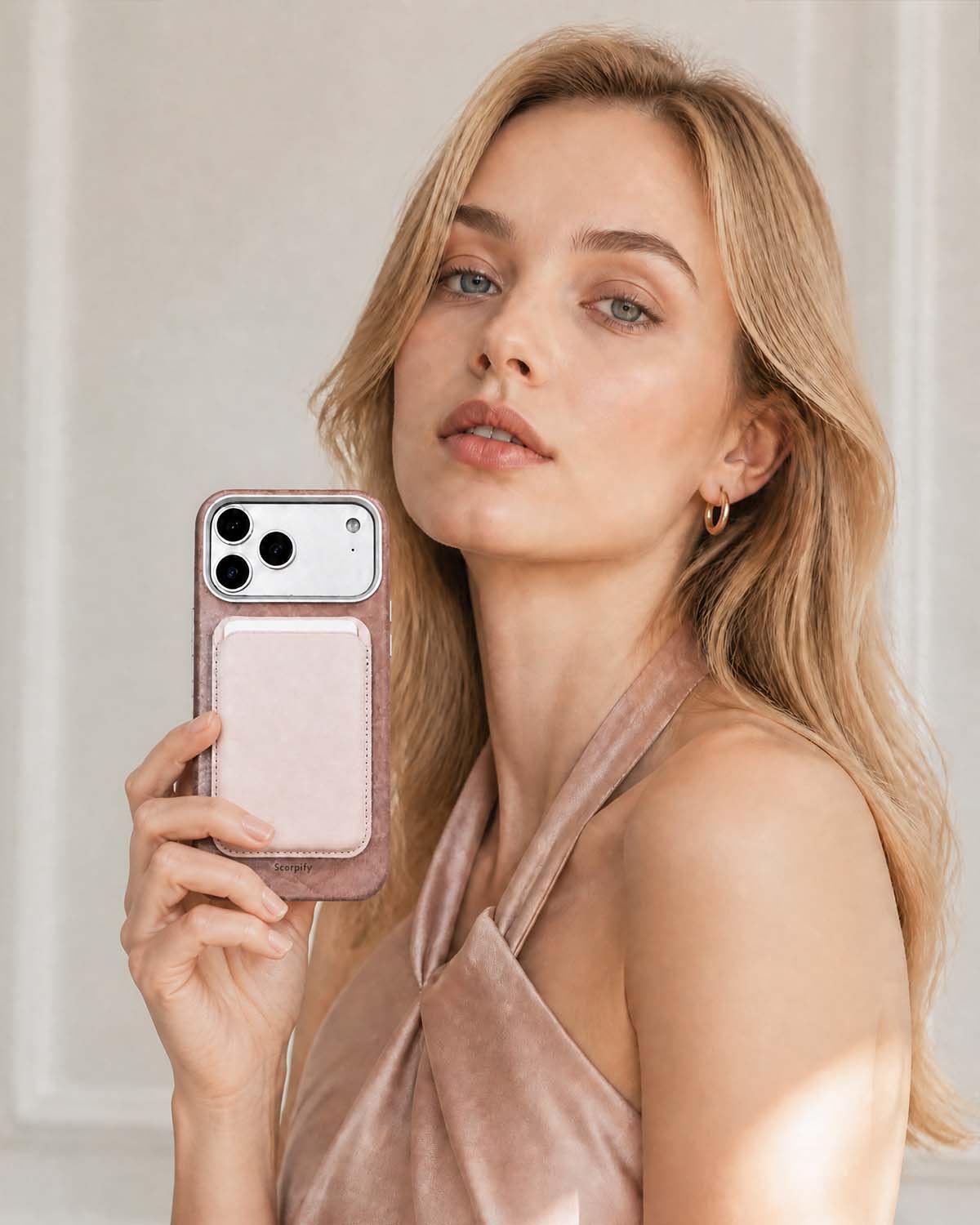 Blush Pink MagSafe Leather Wallet