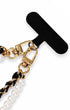Black leather phone charm strap with pearls
