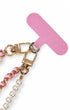 Pink leather phone charm strap with pearl beads