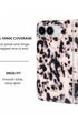 Full hinge coverage view of Pink tortoise shell print iPhone Duo case