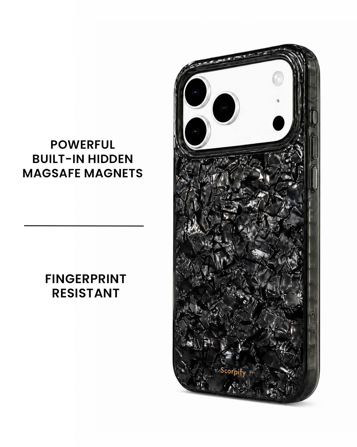 Noir Pearl iPhone Case back view showing deep smoky pearl tones
