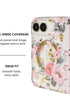 Full hinge coverage view of Pink epiphyllum floral print iPhone Duo case