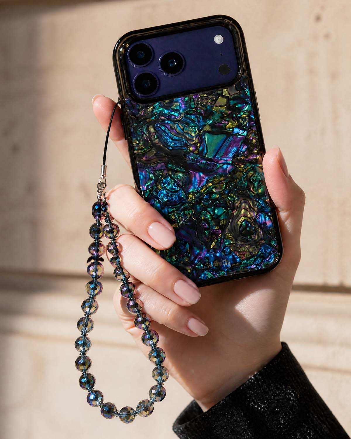 Purple iphone charm with teardrop bead accents