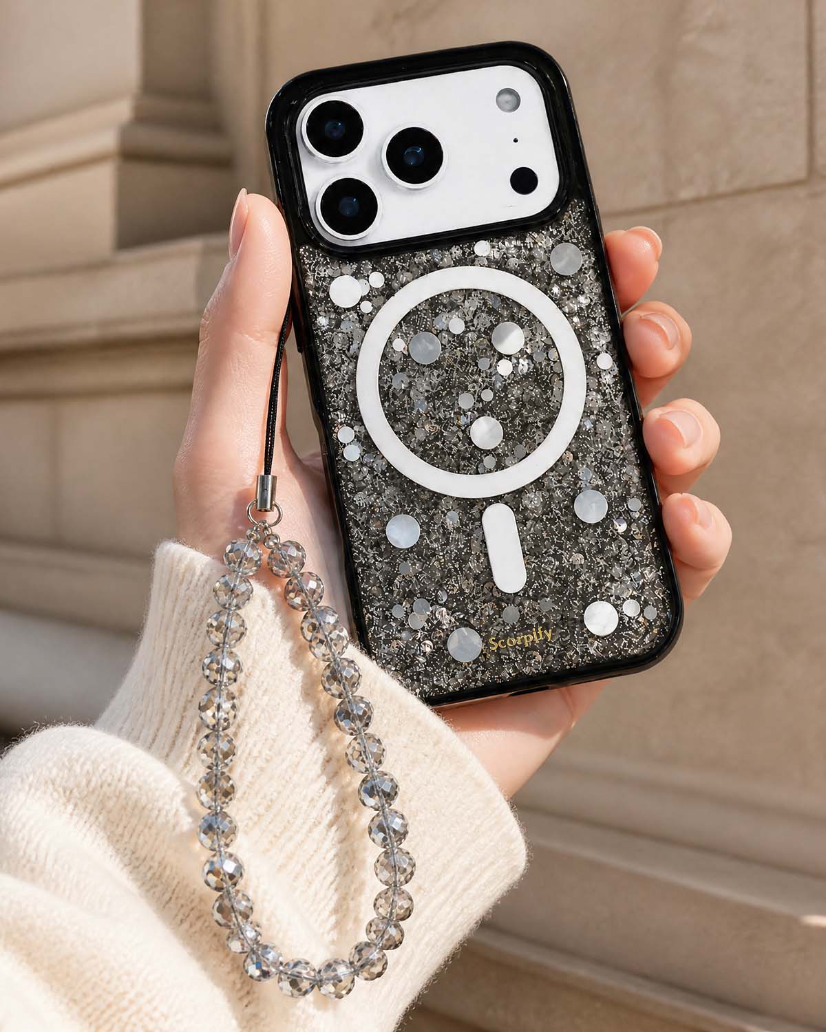 Cute phone charms with sleek dark bead design