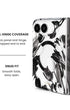 Full hinge coverage view of Black tulip floral print iPhone Duo case