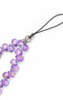 Phone charm strap with glossy purple teardrop beads