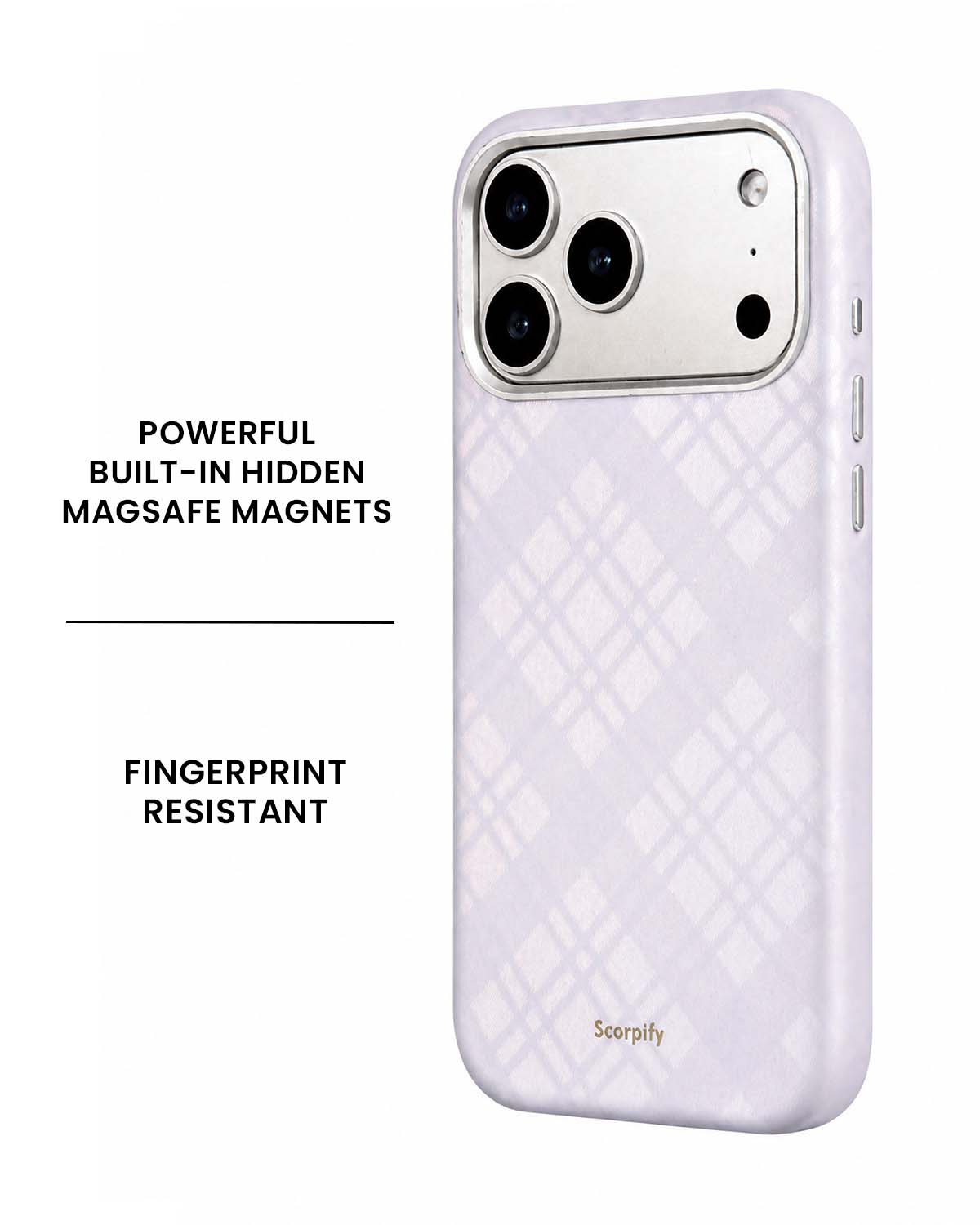 Lavender Tartan Lumina Leather MagSafe iPhone Case