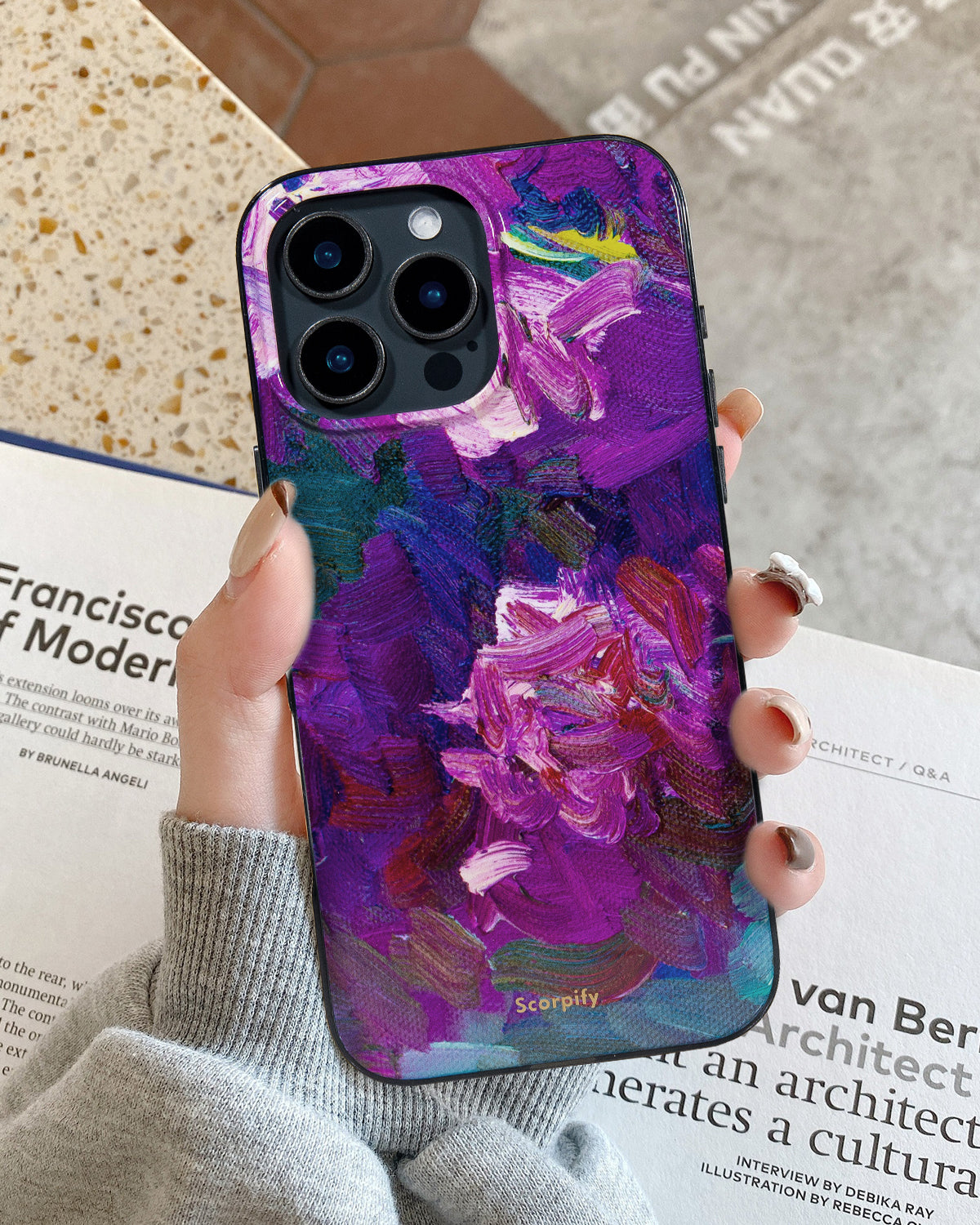 Trendy iPhone case featuring soft lilac fine art