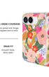 Full hinge coverage view of Camellia blossom floral print iPhone Duo case