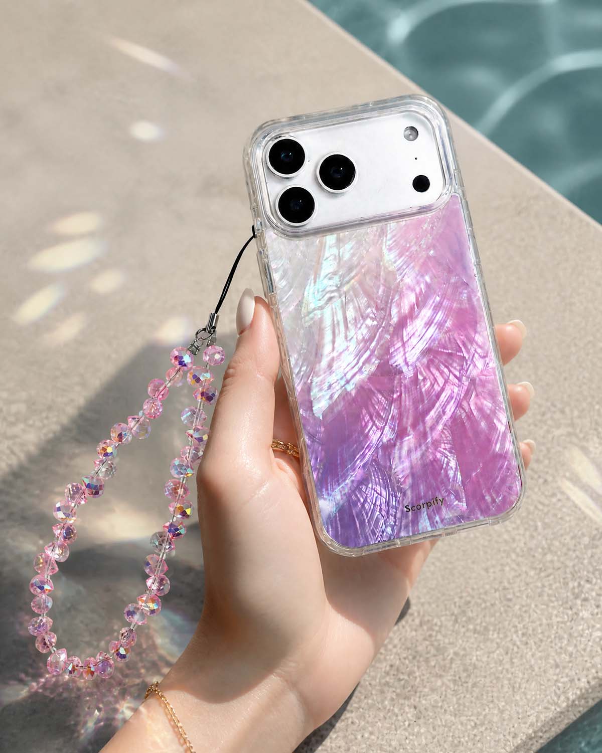 Cute phone charms with pink glossy bead design