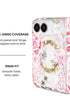 Full hinge coverage view of Pastel pink rose floral print iPhone Duo case