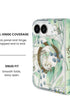 Full hinge coverage view of Summer Meadow green botanical print iPhone Duo case