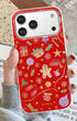 Red MagSafe iPhone case with holiday sparkle