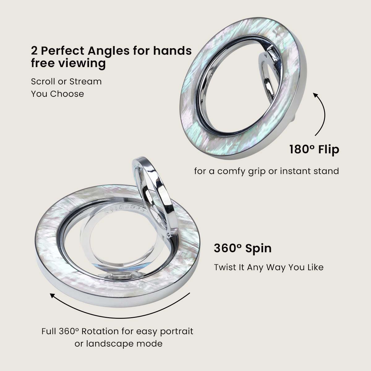 Finger Phone Holder With Silver-Frame By Scorpify