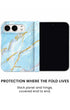 Back panel and hinge protection view of Icelandic blue marble print iPhone Duo case
