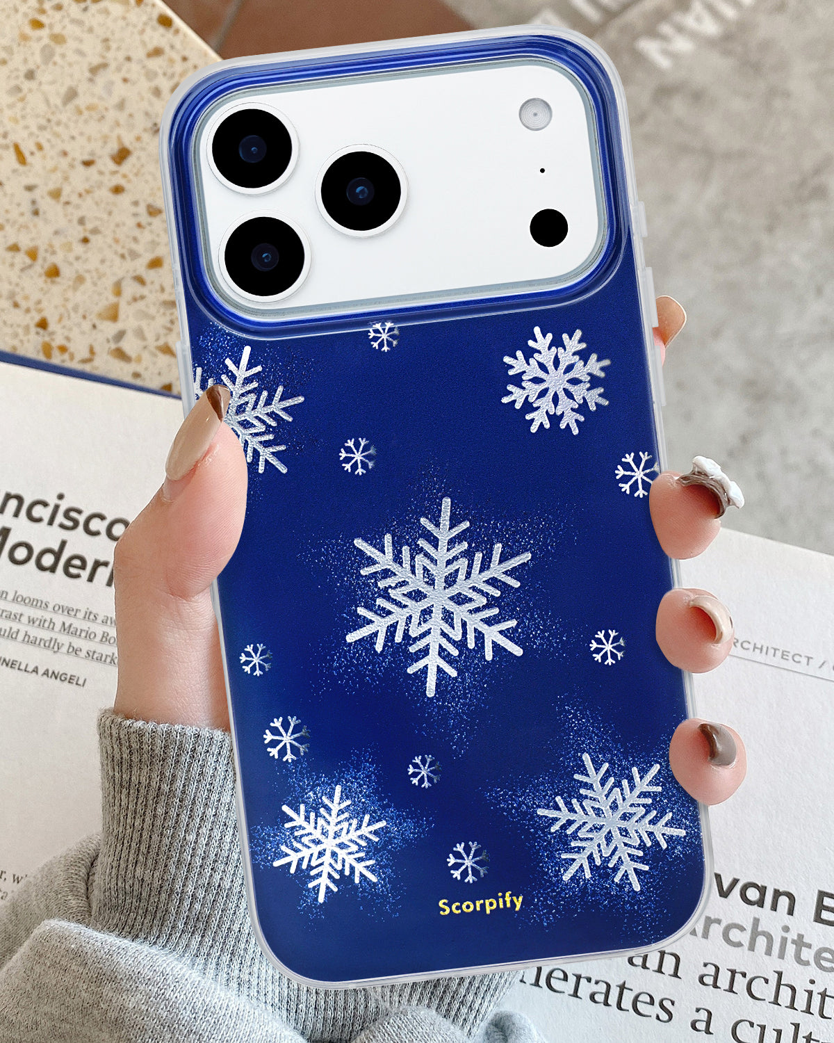 Blue frosted MagSafe iPhone case elegant and protective