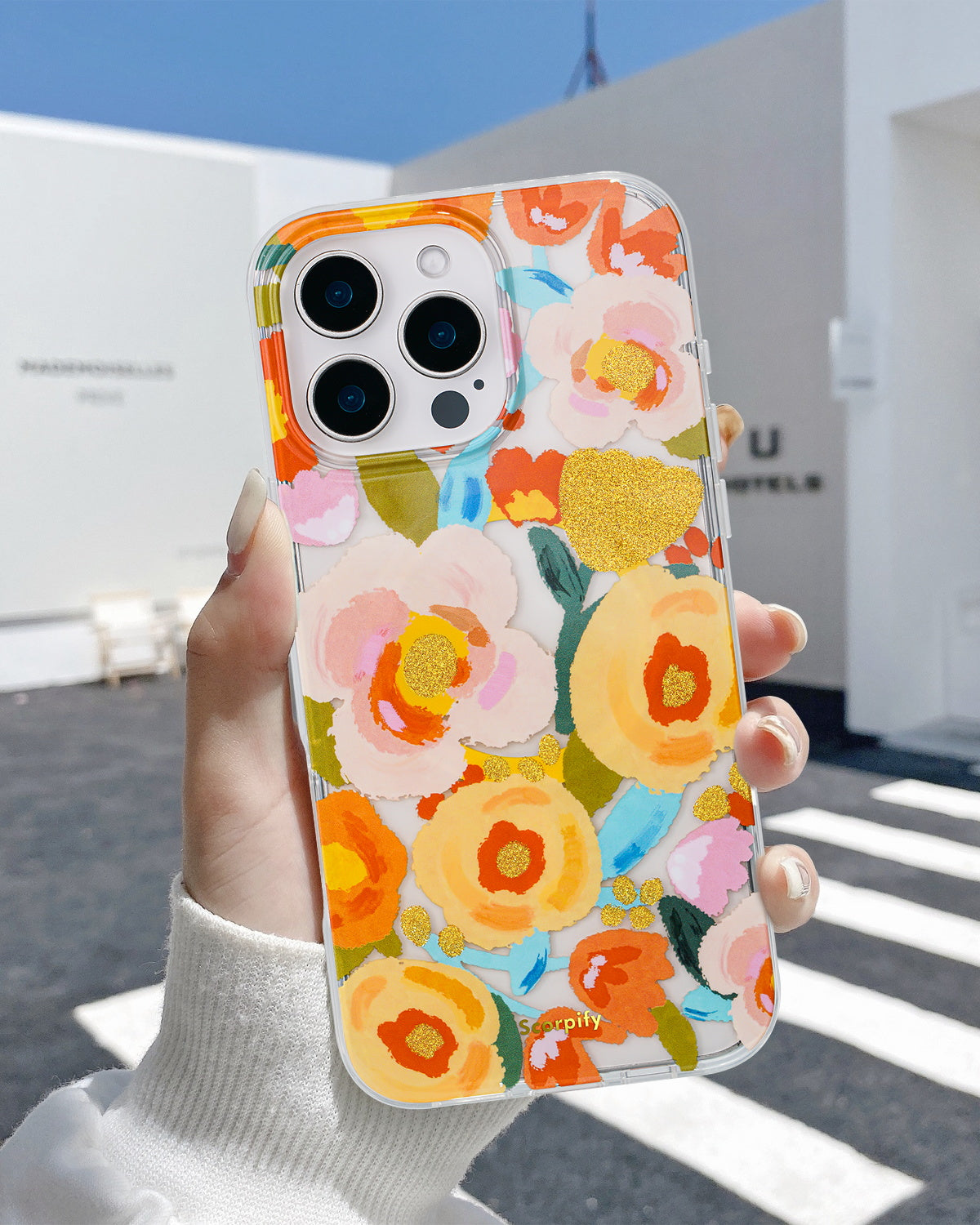 Floral Gold Magnetic iPhone Cover With Trendy Design