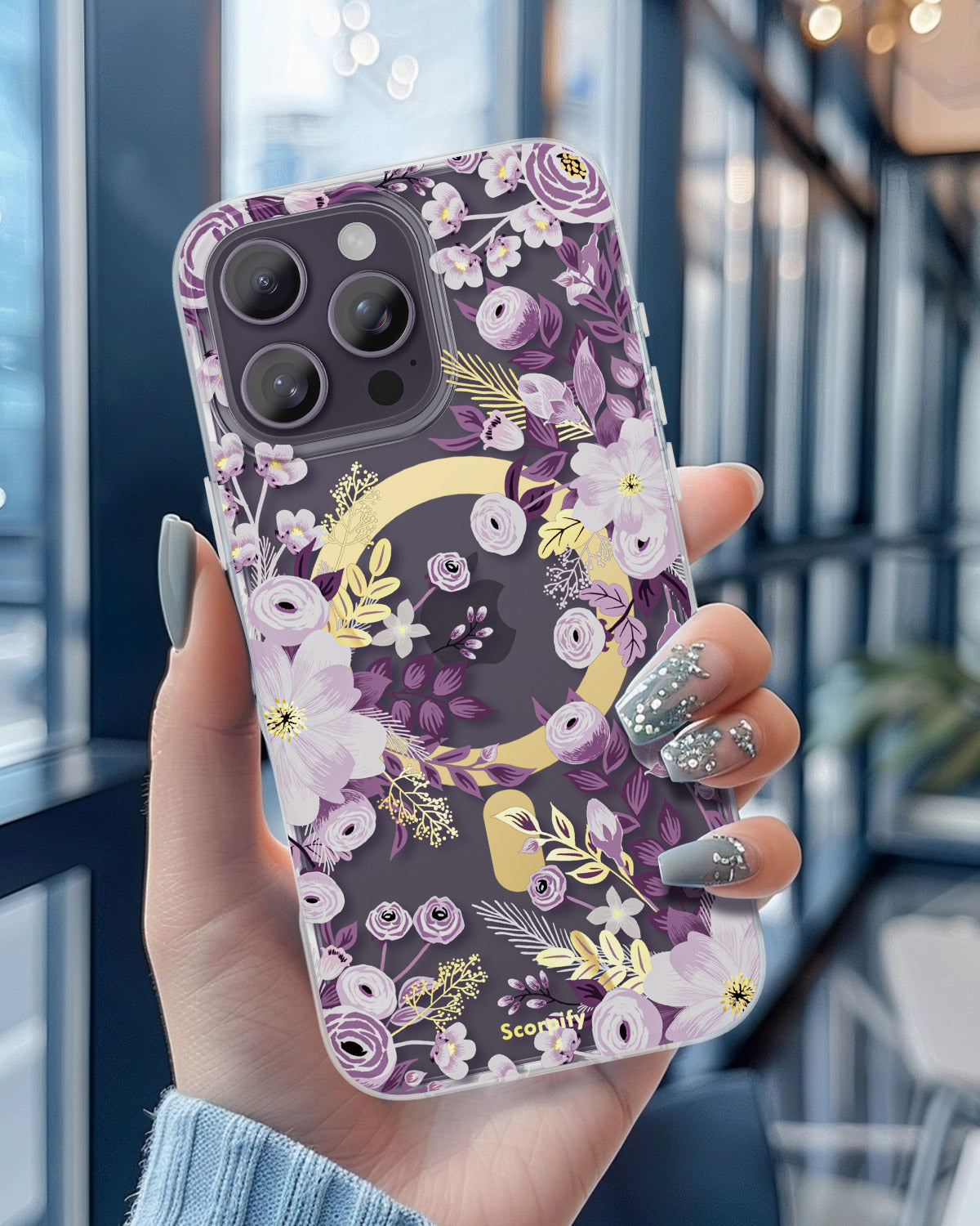 Purple Nemophila Magnetic iPhone Case