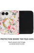 Back panel and hinge protection view of Pink epiphyllum floral print iPhone Duo case