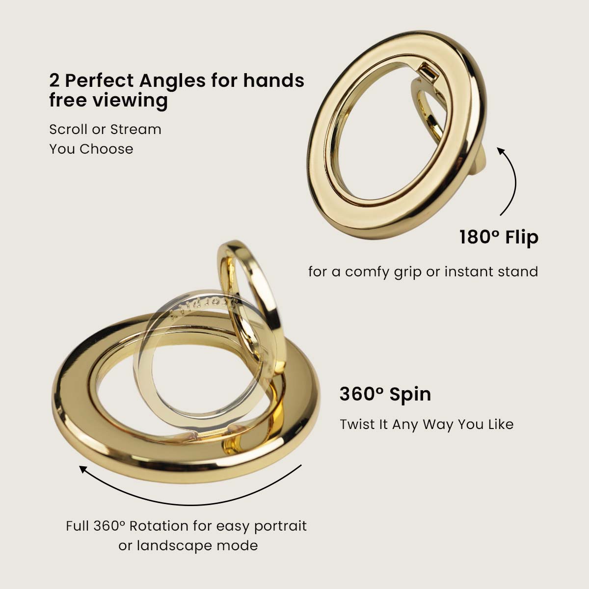 Finger Phone Holder With Solid Gold Accents By Scorpify