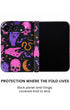 Back panel and hinge protection view of Phantom Carnival pink skull and bat print iPhone Duo case