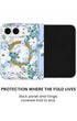 Back panel and hinge protection view of Blue Nemophila floral print iPhone Duo case