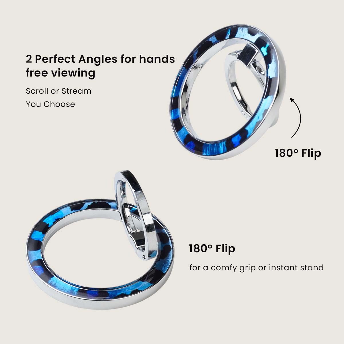 Blue Shimmer Leopard MagSafe Ring Holder