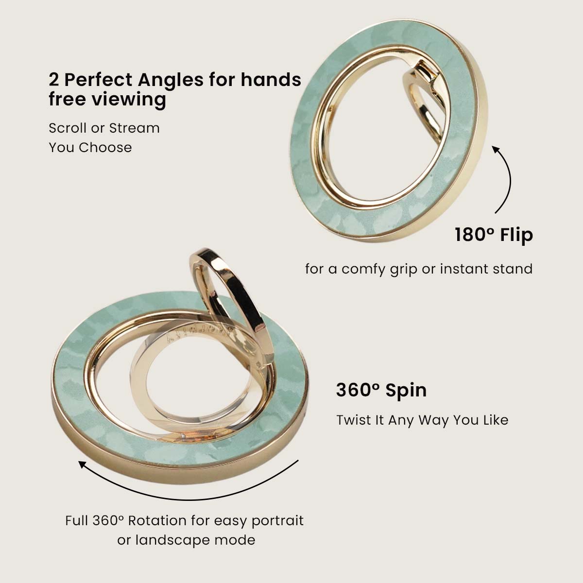 Soft-tone leopard magnetic phone ring for stable grip