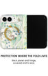 Back panel and hinge protection view of Summer Meadow green botanical print iPhone Duo case