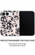Back panel and hinge protection view of Pink tortoise shell print iPhone Duo case