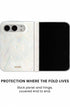 Back panel and hinge protection view of Iridescent aurora herringbone iPhone Duo case
