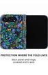 Back panel and hinge protection view of Mystic abalone shell print iPhone Duo case