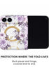Back panel and hinge protection view of Purple hibiscus and rose floral print iPhone Duo case