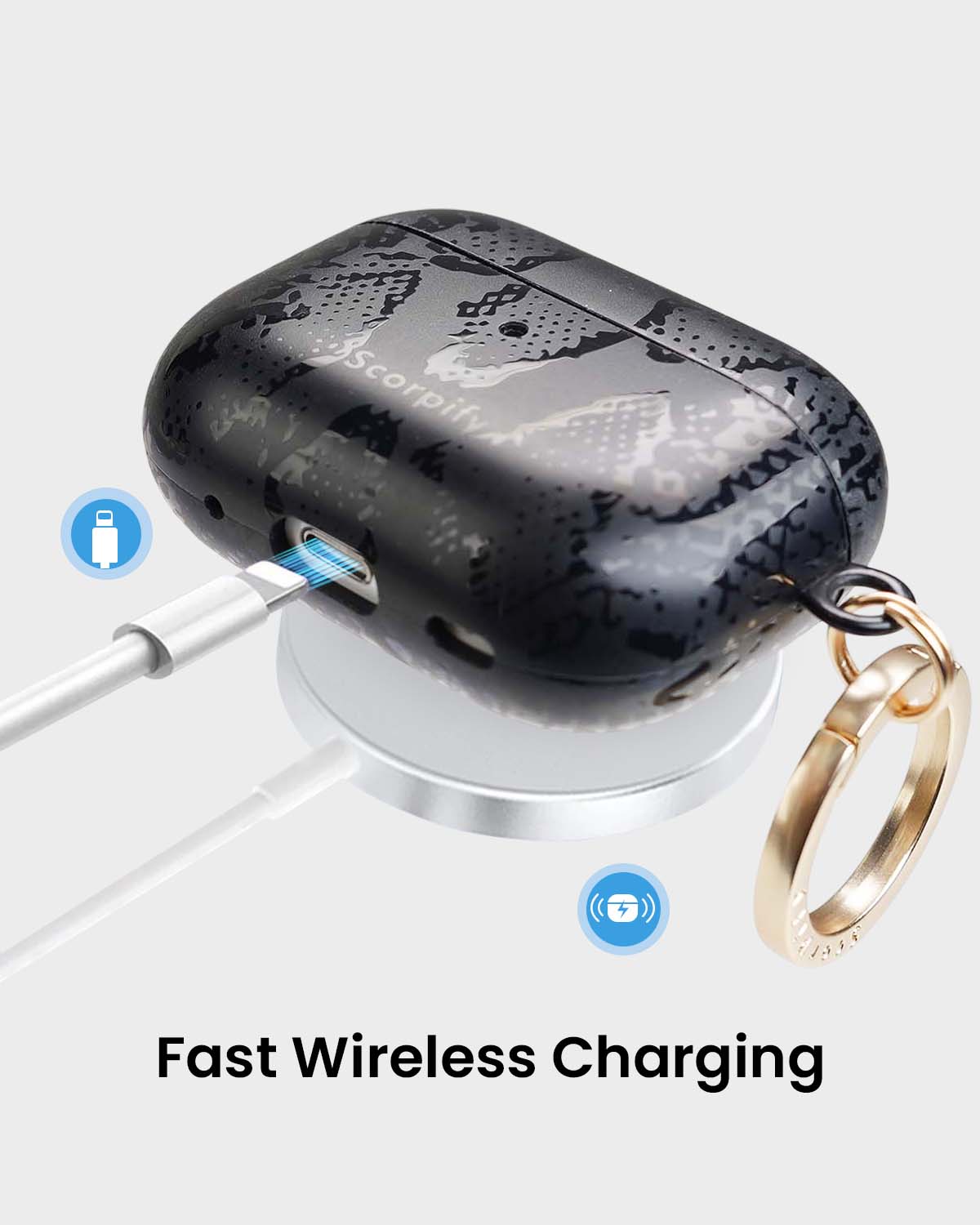 Matte Black Snake AirPods Case