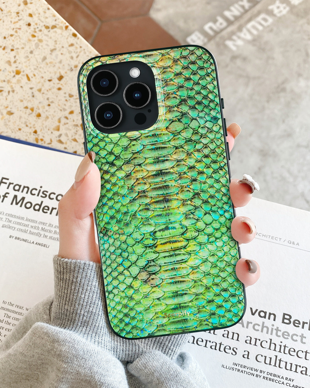 Emerald Snake Print Magnetic iPhone Case