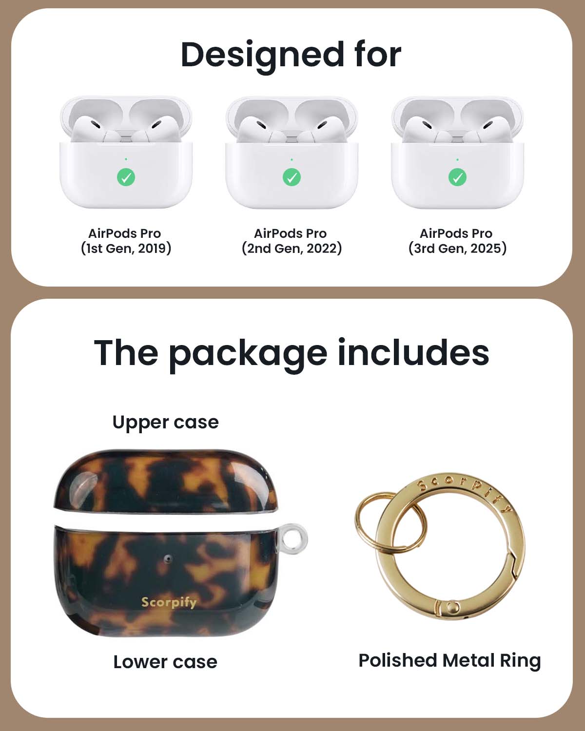 Brown Tortoise Shell AirPods Case