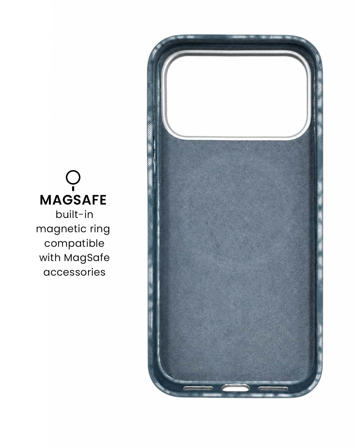 Navy Tartan Lumina Leather MagSafe iPhone Case