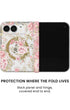 Back panel and hinge protection view of Pink country rose floral print iPhone Duo case