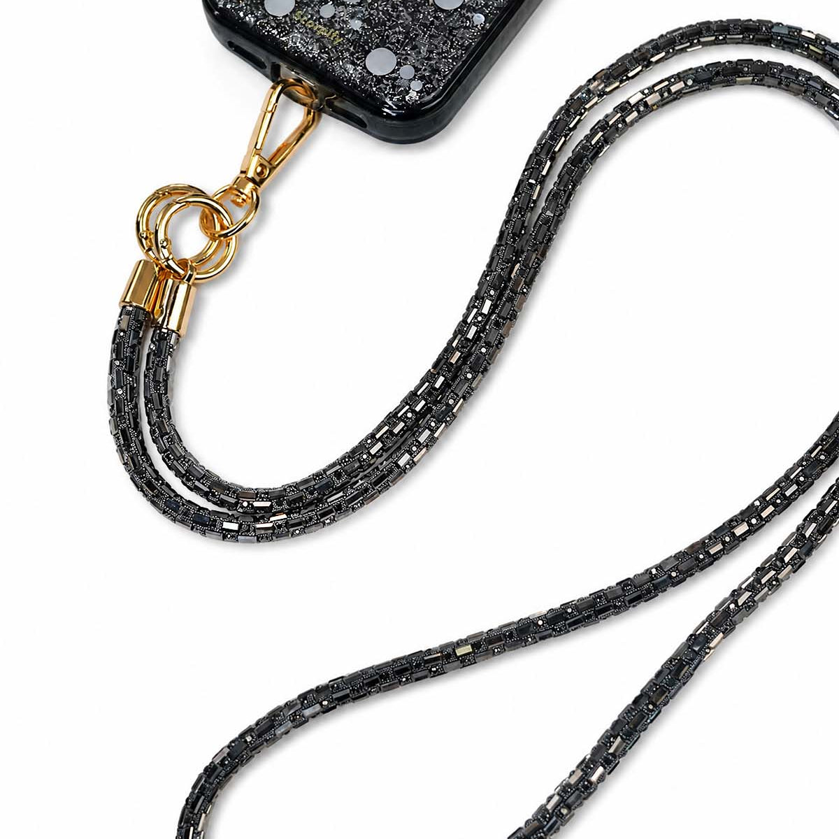 Gray Crystal Beaded Phone Strap