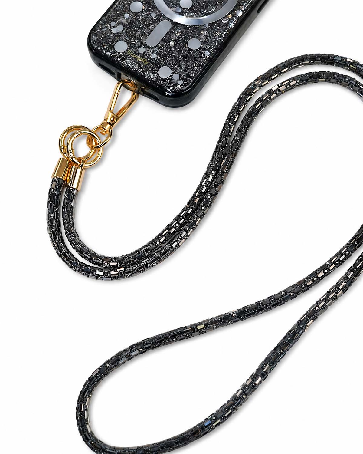 Gray Crystal Beaded Phone Strap