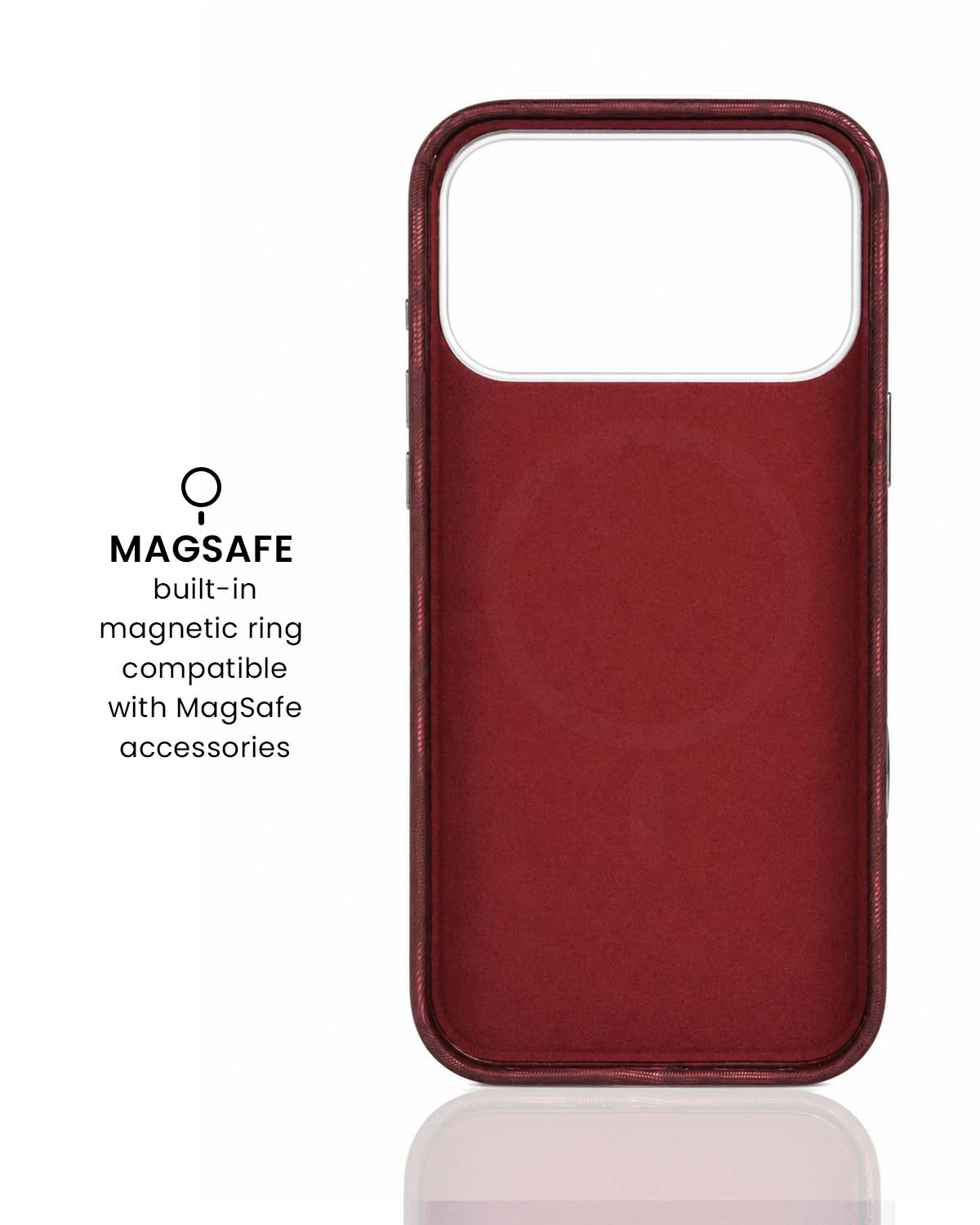 Burgundy Tartan Lumina Leather MagSafe iPhone Case