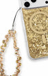 Beaded phone charm featuring yellow teardrop beads