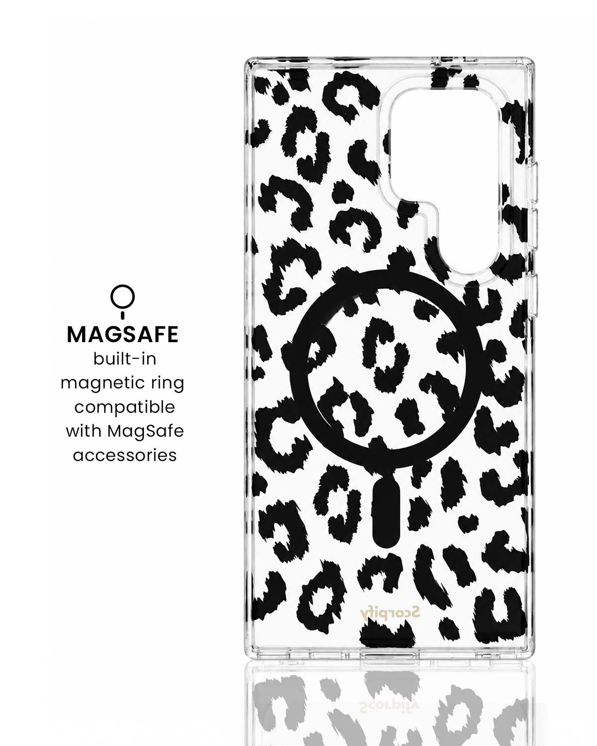 Black Transparent Leopard MagSafe Samsung Galaxy Case